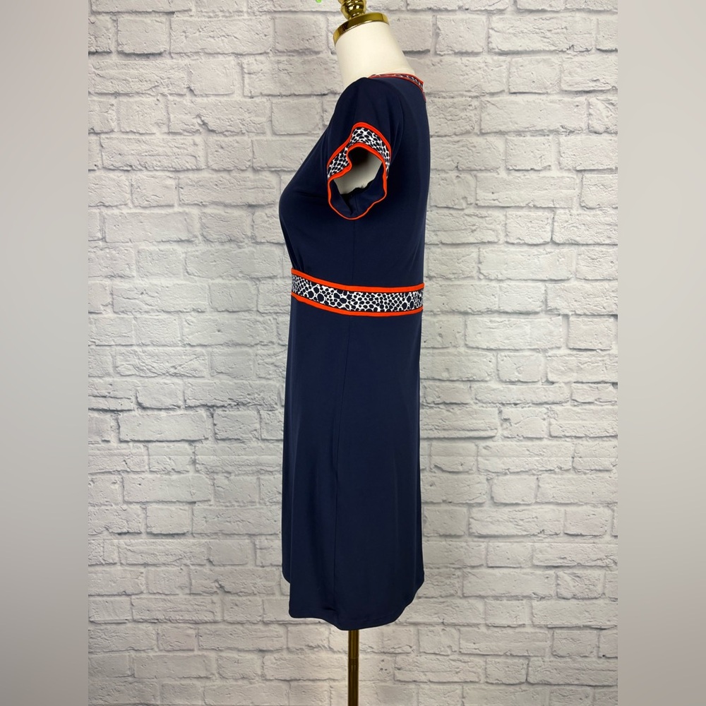 Michael Kors Navy Blue Orange Trim Short Sleeve Dress Sz PS - Picture 4 of 6
